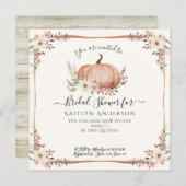 Invitation Baby shower d'aquarelle Citrouille rose automne (Devant / Derrière)