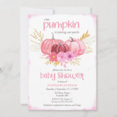 Invitation Baby shower D'Aquarelle Citrouille Rose Cute Dans (Devant)