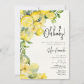 Invitation Baby shower d'aquarelle Citrus citron (Devant)