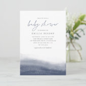 Invitation Baby shower d'aquarelle côtière Marées de la Marin (Debout devant)