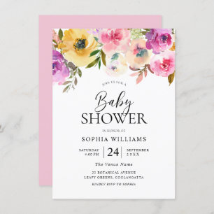 Invitation Baby shower d'aquarelle couleur rose
