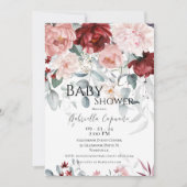 Invitation Baby shower d'aquarelle couleur rose pâle de Bourg (Devant)