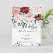 Invitation Baby shower d'aquarelle couleur rose pâle de Bourg (Debout devant)