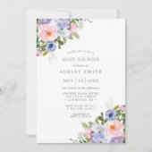 Invitation Baby shower d'aquarelle couleur rose violet (Devant)