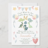 Invitation Baby shower d'aquarelle Cute Dinosaur (Devant)