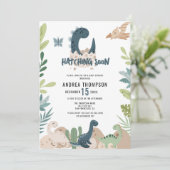 Invitation Baby shower d'aquarelle Cute Dinosaur (Debout devant)