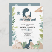 Invitation Baby shower d'aquarelle Cute Dinosaur (Devant / Derrière)