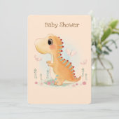 Invitation Baby shower d'aquarelle Cute Dinosaur (Debout devant)