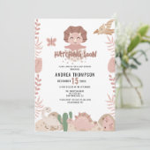 Invitation Baby shower d'aquarelle Cute Dinosaur (Debout devant)
