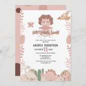 Invitation Baby shower d'aquarelle Cute Dinosaur (Devant / Derrière)