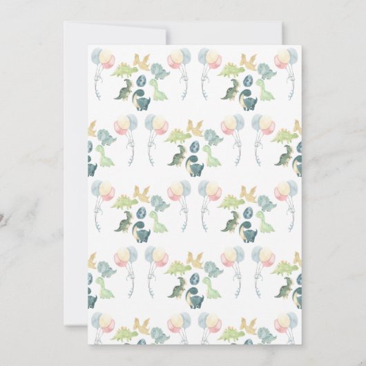 Invitation Baby shower d'aquarelle Cute Dinosaur (Dos)