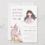 Invitation Baby shower d'aquarelle Cute Lilac Princess Castel (Devant)