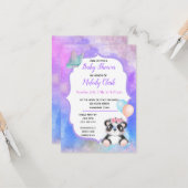 Invitation Baby shower d'aquarelle Cute Panda Bear (Devant/Arrière en situation)
