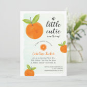 Invitation Baby shower d'aquarelle Cutie Orange Clementine (Debout devant)