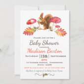 Invitation Baby shower d'aquarelle d'automne en bois d'écureu (Devant)