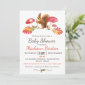 Invitation Baby shower d'aquarelle d'automne en bois d'écureu (Debout devant)