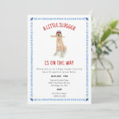 Invitation Baby shower d'aquarelle de baseball Golden Retriev (Debout devant)