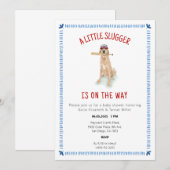 Invitation Baby shower d'aquarelle de baseball Golden Retriev (Devant / Derrière)