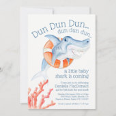 Invitation Baby shower d'aquarelle de bébé requin-bébé mignon (Devant)
