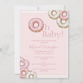 Invitation Baby shower d'aquarelle de beignets roses (Devant)