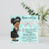 Invitation Baby shower d'aquarelle de bleu de turquoise (Debout devant)