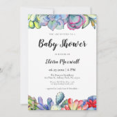 Invitation Baby shower d'aquarelle de cactus succulent (Devant)
