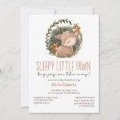Invitation Baby shower d'aquarelle de cerf de bois (Devant)