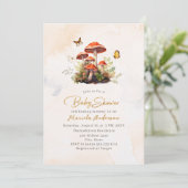 Invitation Baby shower d'aquarelle de champignon (Debout devant)