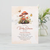 Invitation Baby shower d'aquarelle de champignon lunaire (Debout devant)