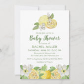 Invitation Baby shower d'aquarelle de citron floral moderne (Devant)