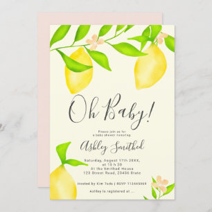 Invitation baby shower d'aquarelle de citron vert moderne 2