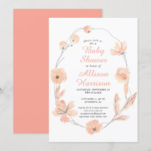 Invitation Baby shower d'aquarelle de corail floral