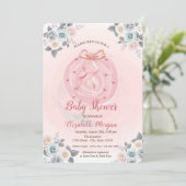 Invitation Baby shower d'aquarelle de couleur rose (Debout devant)