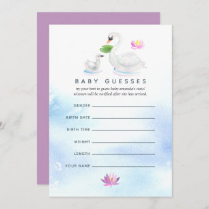 Invitation Baby shower d'aquarelle de cygne jeu de devinette