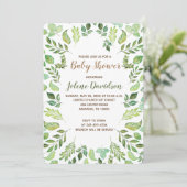 Invitation Baby shower d'aquarelle de feuillage vert Invitati (Debout devant)