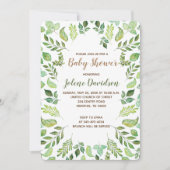 Invitation Baby shower d'aquarelle de feuillage vert Invitati (Devant)