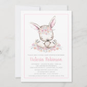 Invitation Baby shower d'aquarelle de fille lapin rose (Devant)