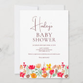 Invitation Baby shower d'aquarelle de fleurs sauvages de auto (Devant)