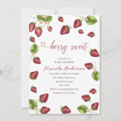 Invitation Baby shower d'aquarelle de fraise Sweet (Devant)