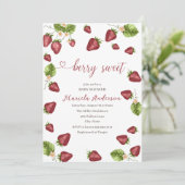 Invitation Baby shower d'aquarelle de fraise Sweet (Debout devant)