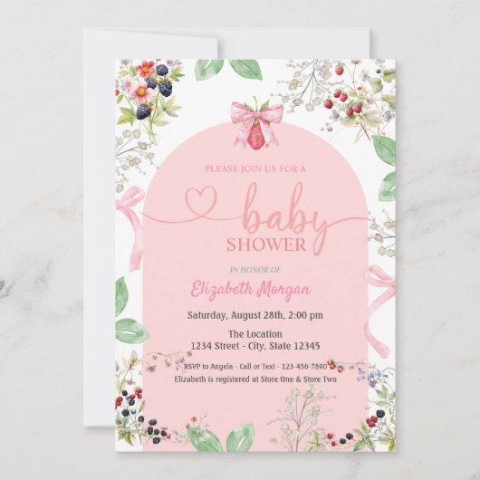Invitation Baby shower d'aquarelle de fruits de la baie (Devant)