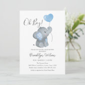 Invitation Baby shower d'aquarelle de garçon Elephant (Debout devant)