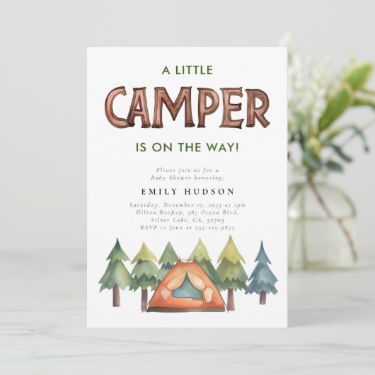 Invitation Baby shower d'aquarelle de la forêt de (Debout devant)