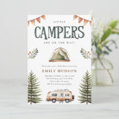 Invitation Baby shower d'aquarelle de la forêt de Twins Campe (Debout devant)