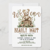 Invitation Baby shower d'aquarelle de la forêt d'ours en bois (Devant)