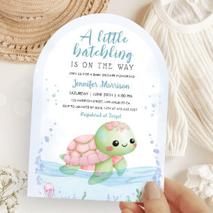 Invitation Baby shower d'aquarelle de la tortue de mer