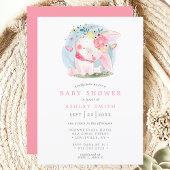Invitation Baby shower d'aquarelle de lapin rose