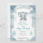 Invitation Baby shower d'aquarelle de l'éléphant g (Devant)