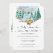 Invitation Baby shower d'aquarelle de l'Ours des Cerfs (Devant / Derrière)