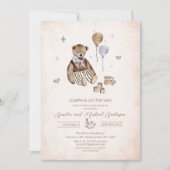 Invitation baby shower d'aquarelle de l'ours en peluche vinta (Devant)